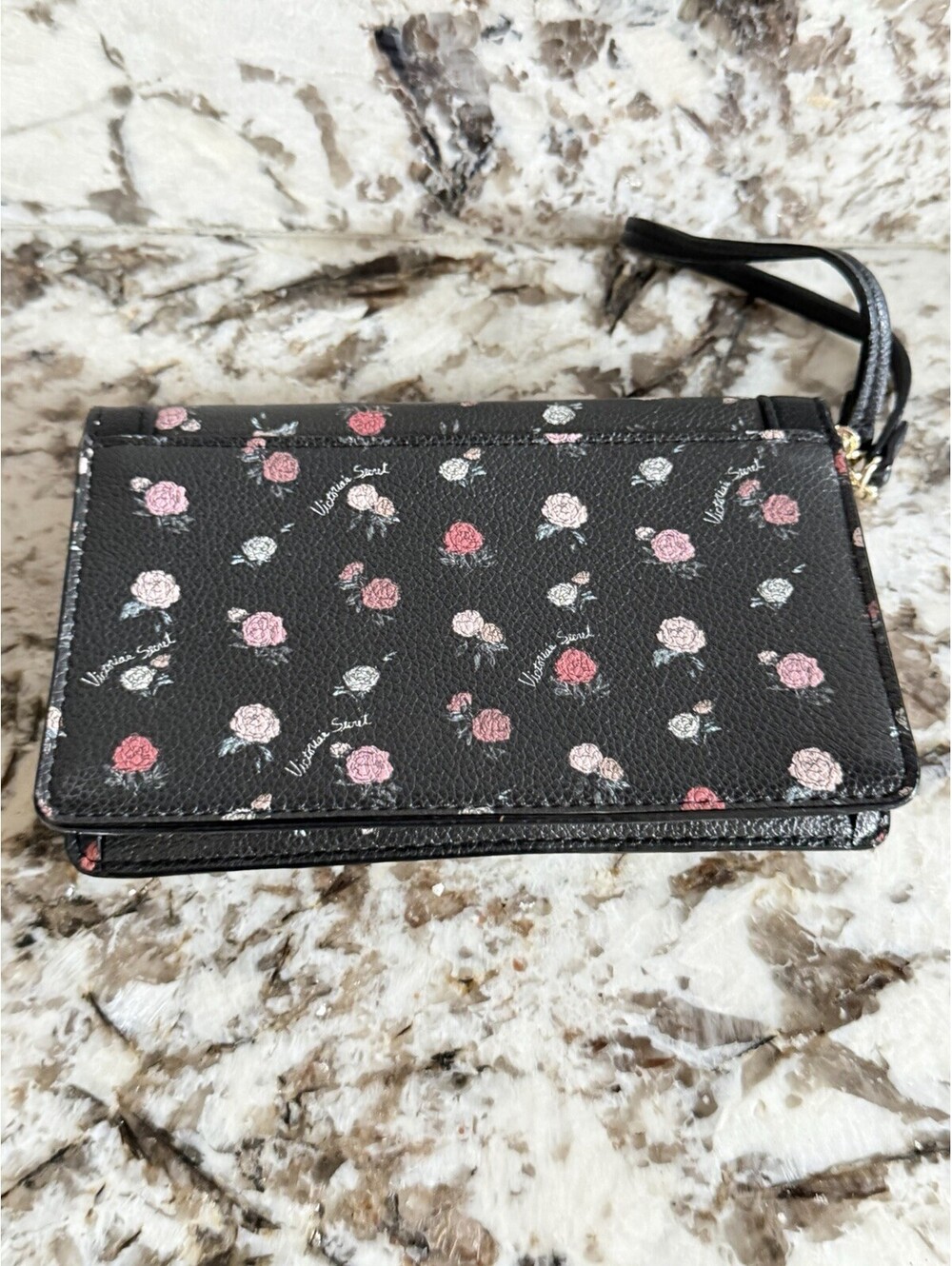 Victoria Secret black floral tech clutch VS Wallet looks Brand New - Picture 5 of 5